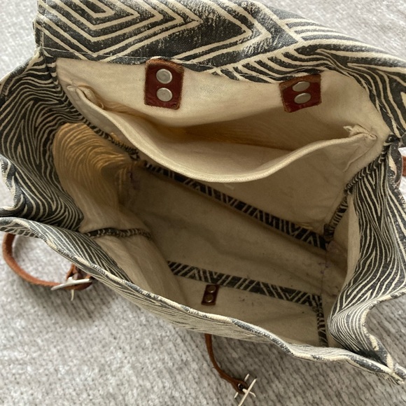 Julia Canright Backpack‎ Flame Block Print Made in San Francisco Neutral Canvas main image 6